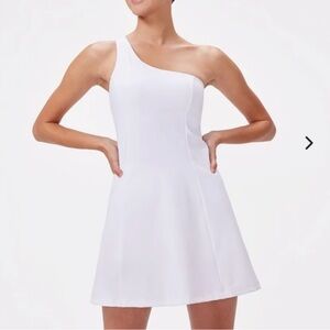 OUTDOOR VOICES WOMENS WHITE ONE SHOULDER ATHLETIC ATHLEISURE MINI DRESS SMALL